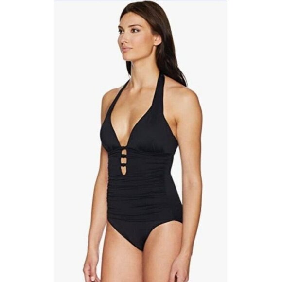 LAUREN Ralph Lauren Plus Size Shaping V-Neck One-Piece Swimsuit. Size 18 W - Picture 3 of 7